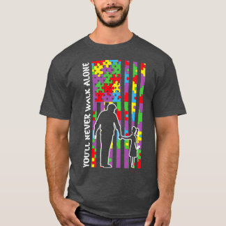 Youx27ll Never Walk Alone Dad and Daughter Flag T-Shirt