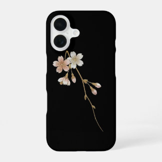 Yozakura Elegance: Golden Sakura & Midnight Black iPhone 16 Case