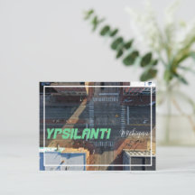 Ypsilanti Michigan Aerial City View Postcard