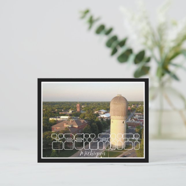 Ypsilanti Michigan Aerial City View Postcard (Standing Front)
