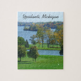 Ypsilanti Michigan Golf Course on Lake Trees Jigsaw Puzzle