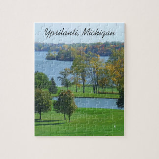 Ypsilanti Michigan Golf Course on Lake Trees Jigsaw Puzzle