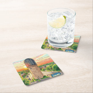 Ypsilanti Michigan Historic Water tower Square Paper Coaster