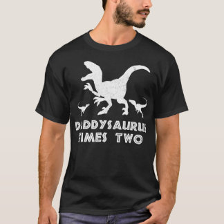 YSAURUS TIMES TWO Twins Father Dad Kids Dinosaur  T-Shirt