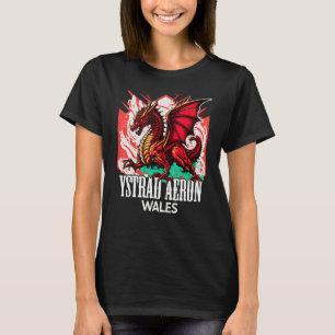 Ystrad Aeron Wales Welsh Flag Y Ddraig Goch Dragon T-Shirt