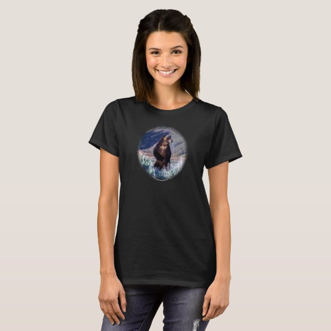 YUCAP - Large Grizzly on Front and Decal on Back T-Shirt (Front Full)