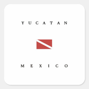Yucatan Mexico Scuba Dive Flag Square Sticker