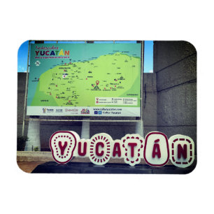 Yucatan Sign and Map, Mexico Photo Magnet