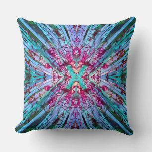 Yucca Op Art in Turquoise Throw Pillow
