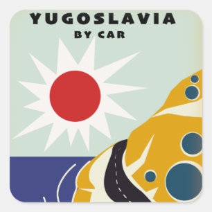 Yugoslavia By Car vintage travel poster Square Sticker