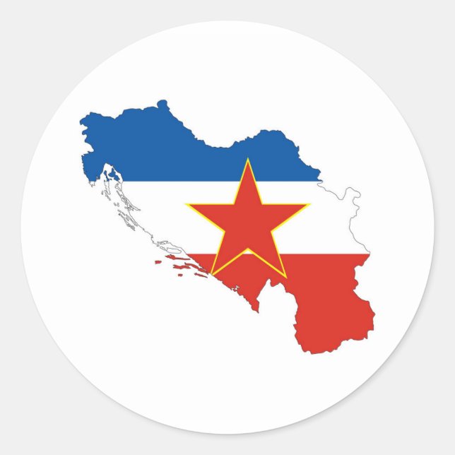 yugoslavia country flag map shape silhouette symbo classic round sticker (Front)