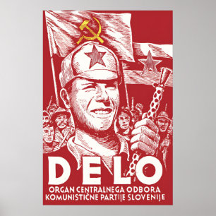 Yugoslavia Propaganda Poster DELO - Zentralorgan