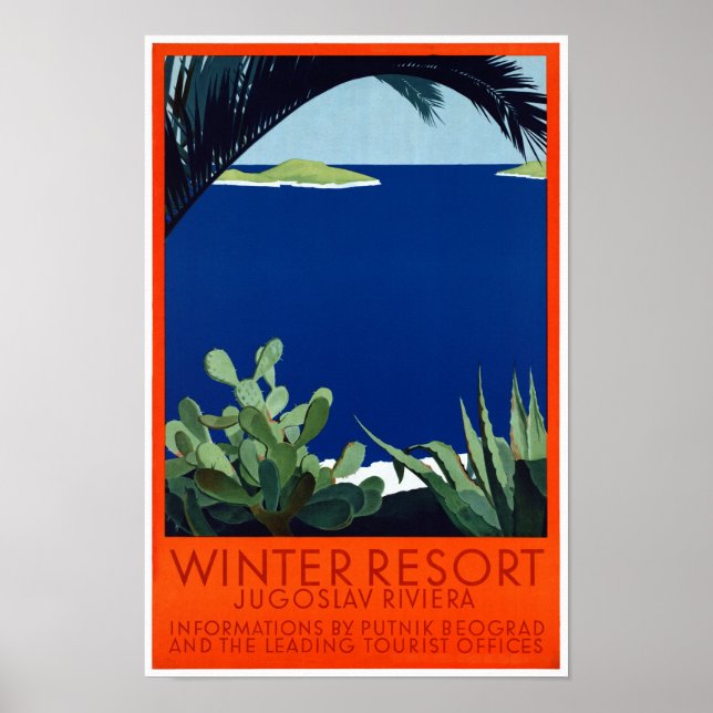 Yugoslavia Putnik Vintage Travel Poster Restored (Front)