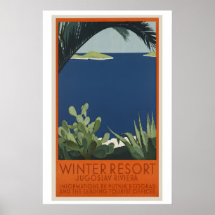 Yugoslavia Winter Resort Vintage Travel Poster