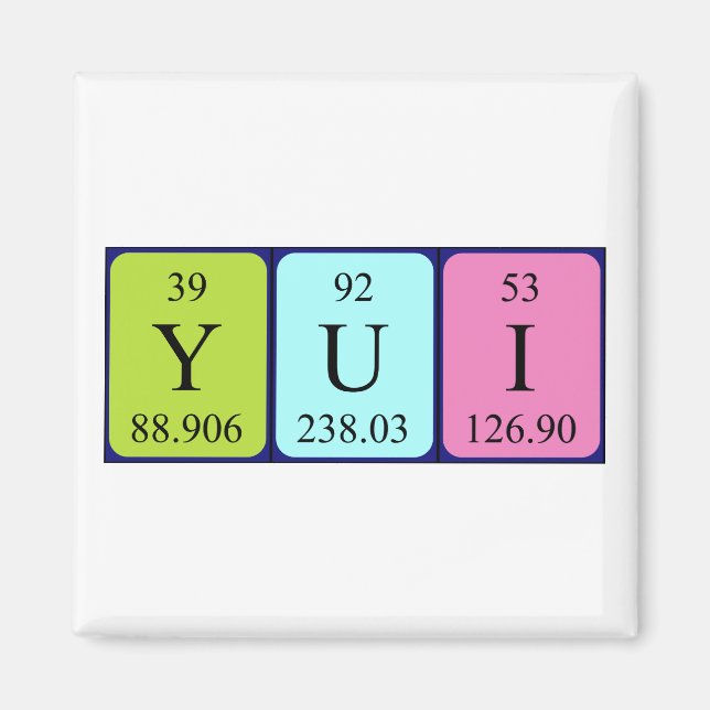 Yui periodic table name magnet (Front)