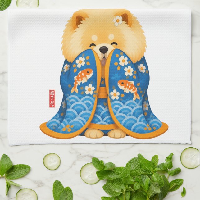 YUKIKO's GARDEN  •  Geisha  Kitchen Towel (Folded)