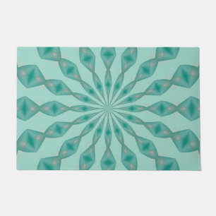 Yukka Green and Hint Of Pink Kaleidoscope Doormat
