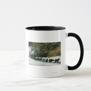 Yukon Dog Team Freighting Through Alaska Canyon Mug