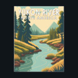 Yukon River North America Travel Art Vintage Postcard<br><div class="desc">Yukon River vector art design. The Yukon River is a major watercourse of northwestern North America. From its source in British Columbia,  Canada,  it flows through Canada's territory of Yukon.</div>
