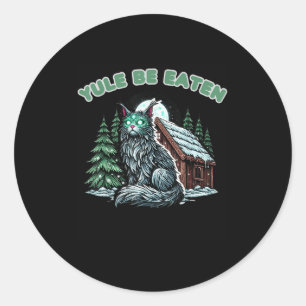 Yule Be Eaten Yule Christmas Cat Jolakotturinn Ice Classic Round Sticker