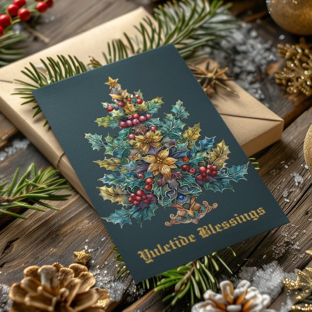 Yule Bénédictions hiver Solstice Carte de vacances (Créateur téléchargé)