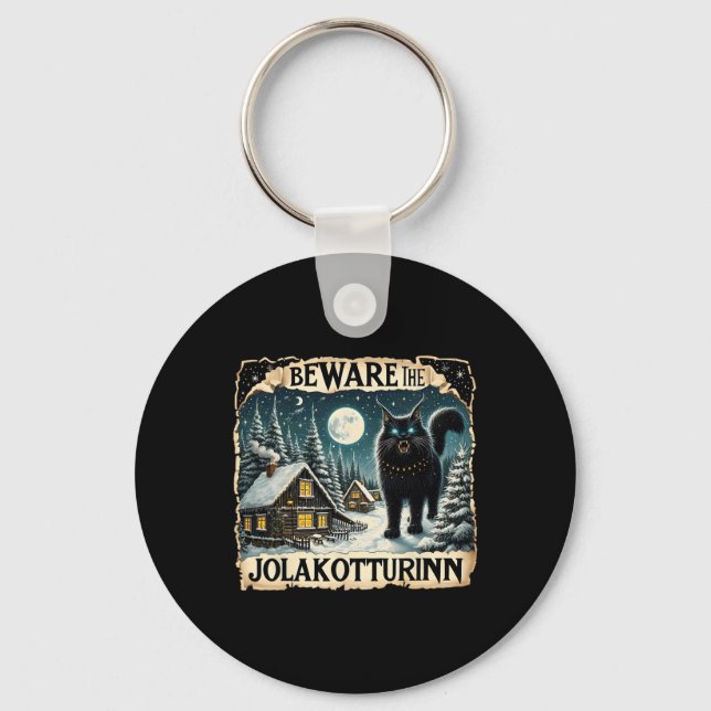 Yule Cat Icelandic Christmas Norse Beware The Jola Keychain (Front)