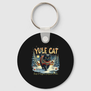 Yule Cat Keep It Cozy Funny Winter Quote  Keychain
