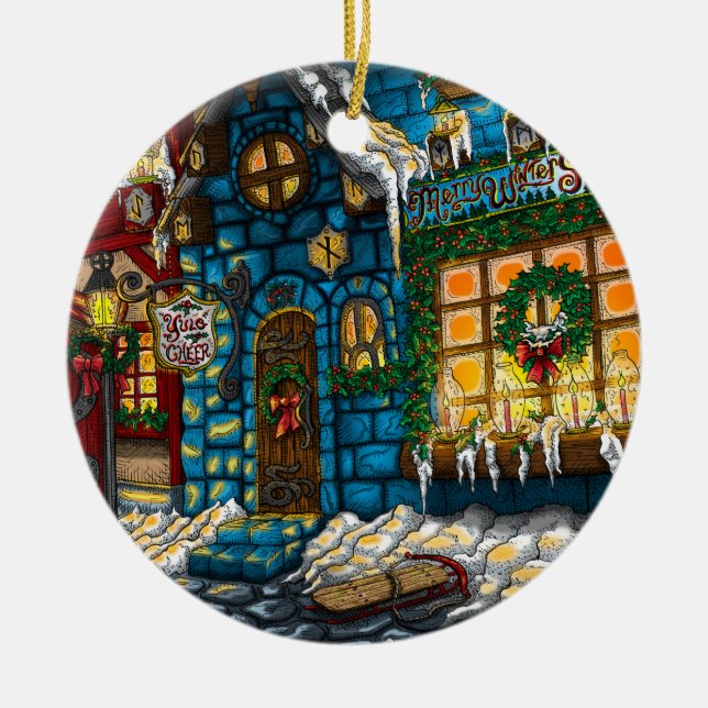 Yule Cheer Ceramic Ornament (Front)