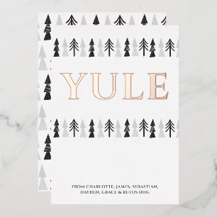 Yule Christmas Tree Personalized Foil Holiday Card