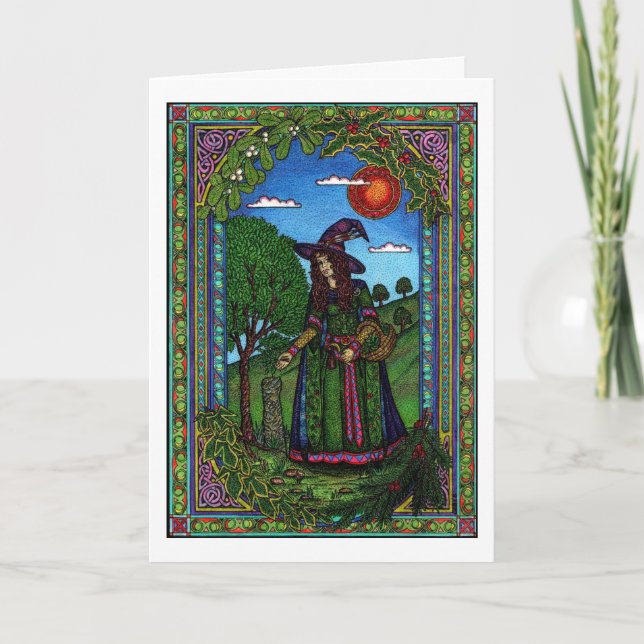 Yule, evergreen two holiday card (Front)