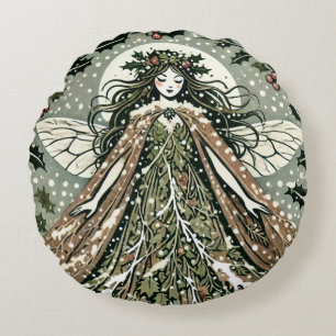 Yule Goddess Winter Solstice Round Pillow