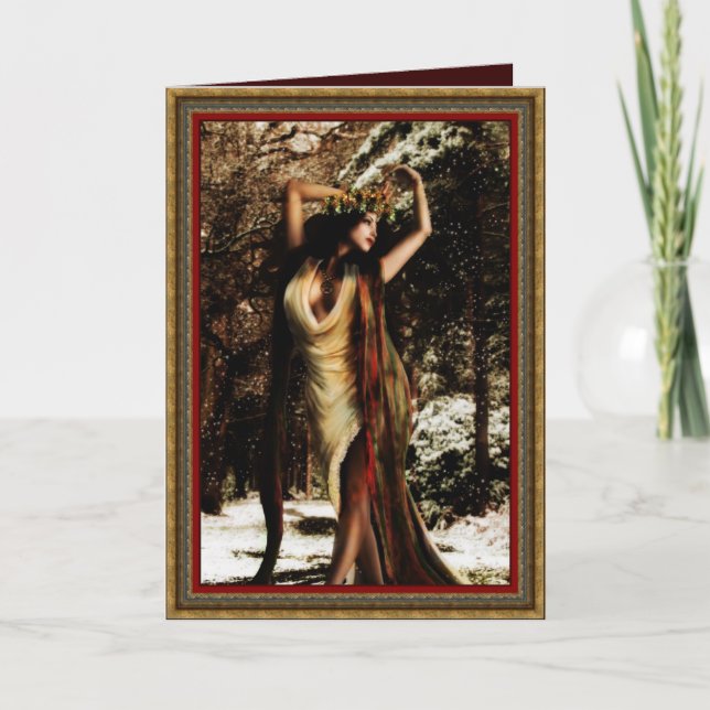Yule Holly Goddess Holiday Card (Front)