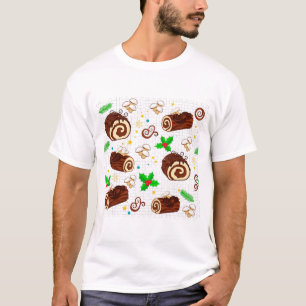 Yule Log Cake French Christmas Dessert Art T-Shirt