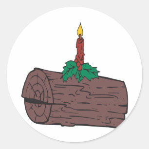 Yule Log Classic Round Sticker