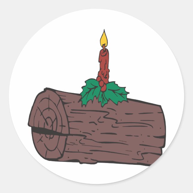 Yule Log Classic Round Sticker (Front)