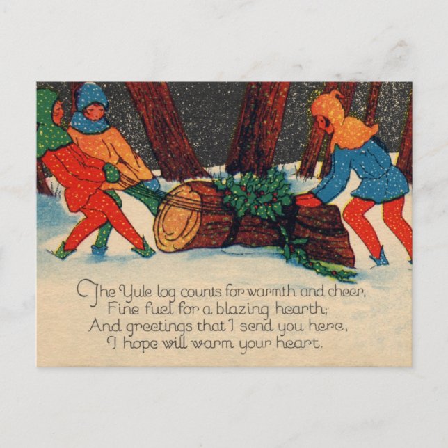 Yule Log Holiday Postcard (Front)