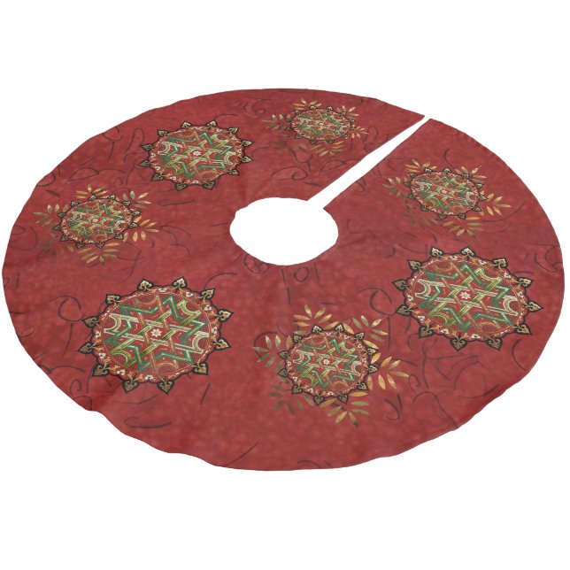 Yule Mandala Brushed Polyester Tree Skirt (Angled)