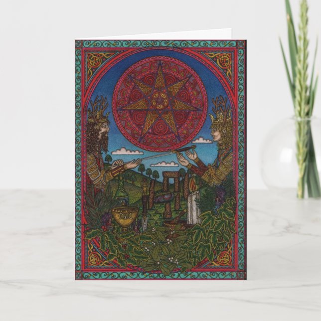 Yule One, Holly King Oak King 002 Holiday Card (Front)