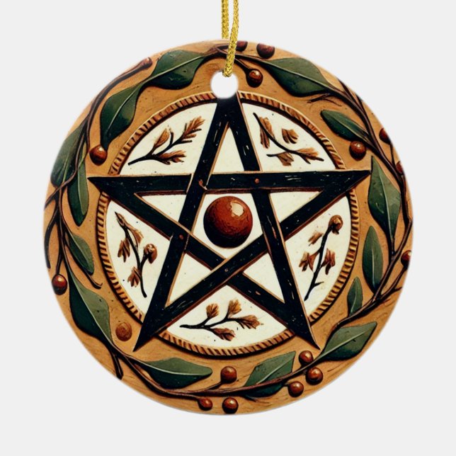 Yule Pentacle                                      Ceramic Ornament (Front)