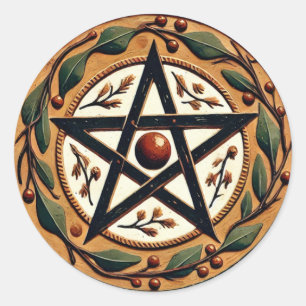 Yule Pentacle Classic Round Sticker