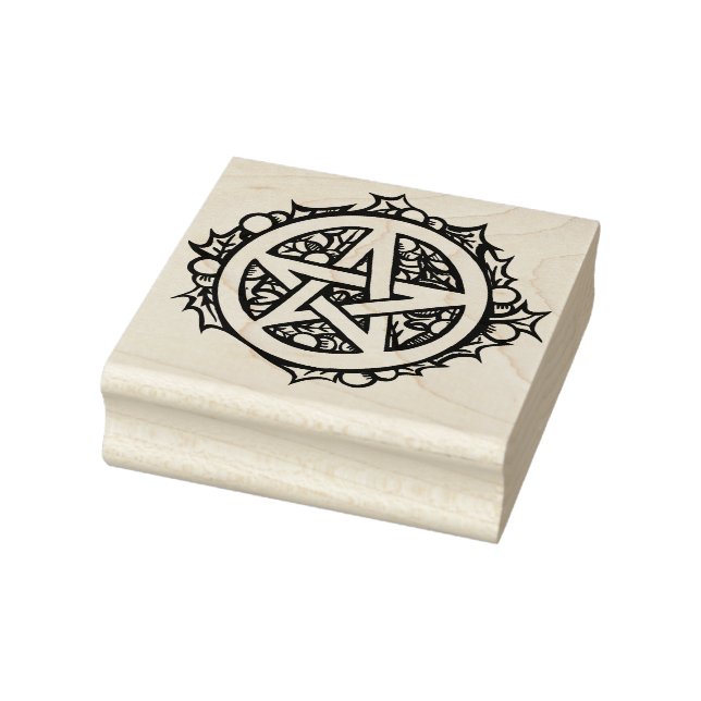 Yule Pentacle Merry Yule Blessings Rubber Stamp (Stamp)