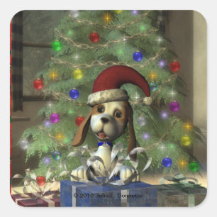 Yule Puppy Square Sticker