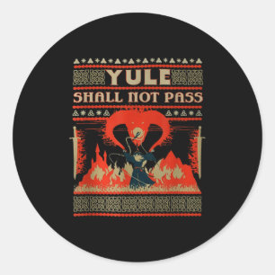 Yule Shall Not P Fantasy Wizard Holiday Pun  Classic Round Sticker