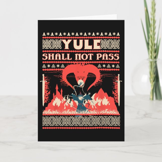 Yule Shall Not P Fantasy Wizard Holiday Pun Funny  Card (Front)