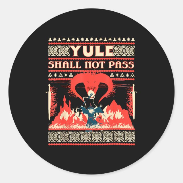 Yule Shall Not P Fantasy Wizard Holiday Pun Funny  Classic Round Sticker (Front)