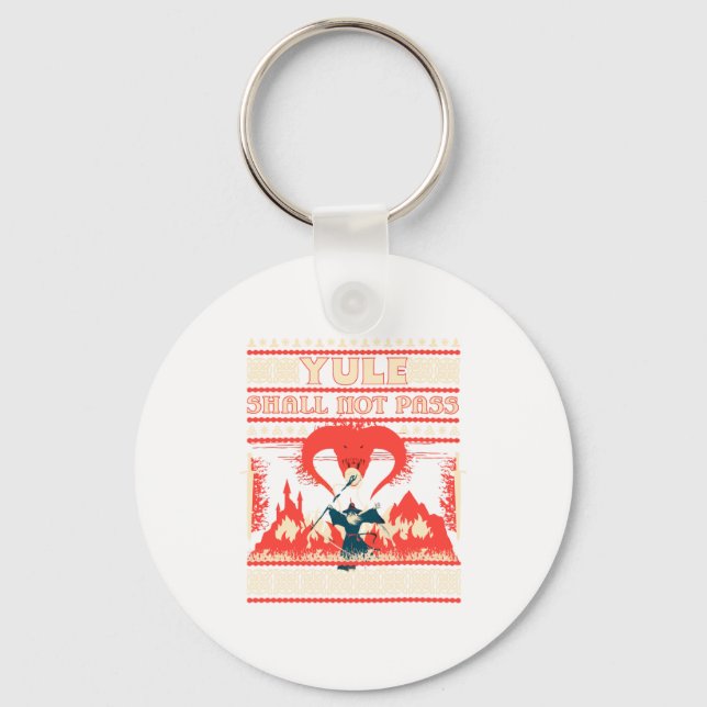 Yule Shall Not P Fantasy Wizard Holiday Pun Funny  Keychain (Front)