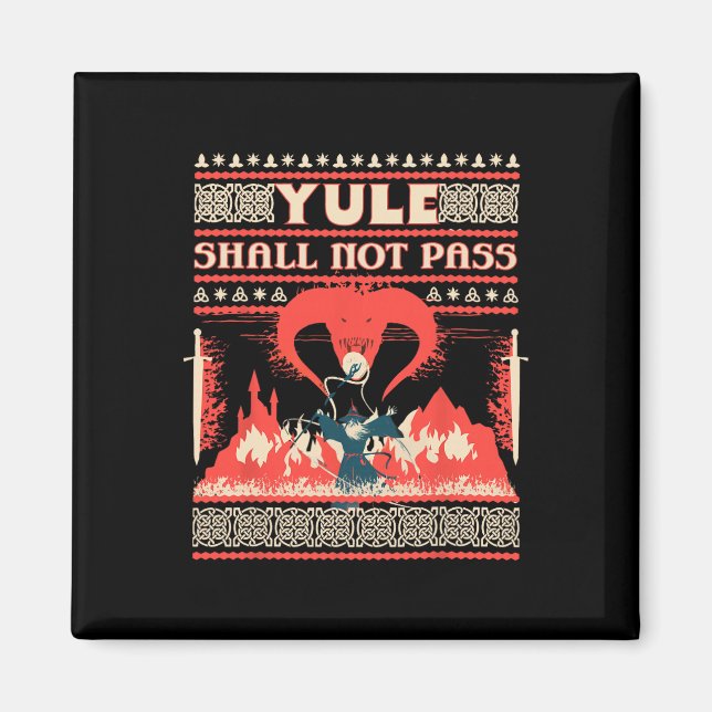 Yule Shall Not P Fantasy Wizard Holiday Pun Funny  Magnet (Front)