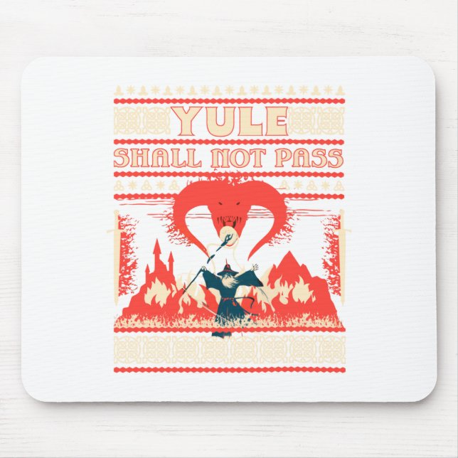 Yule Shall Not P Fantasy Wizard Holiday Pun Funny  Mouse Pad (Front)