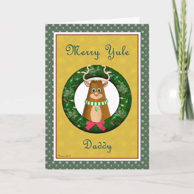 Yule Stag Wreath for Daddy Card (Front)