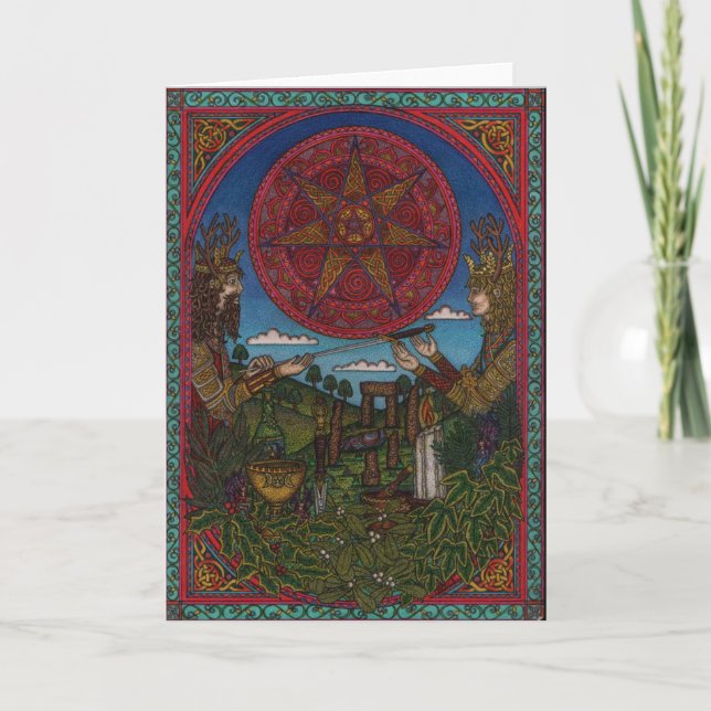 Yule, The Holly King and the Oak King Holiday Card (Front)